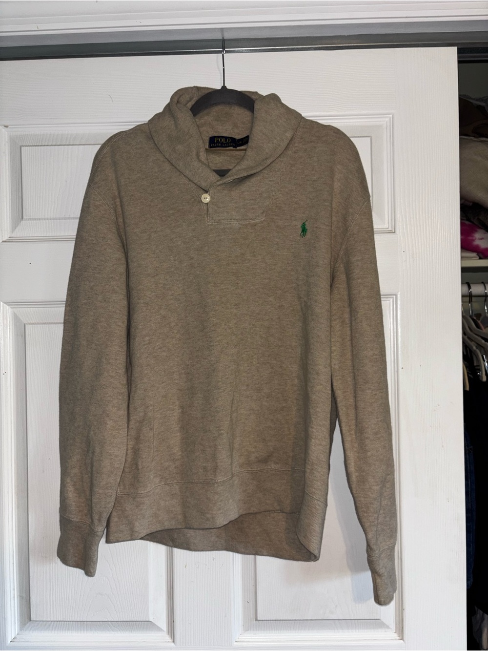 Ralph Lauren Men’s Turtleneck Sweater in Tan with Green Pony